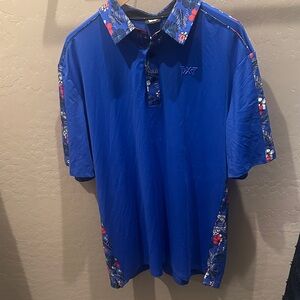 PXG Men's Vibrant Blue Polo with Floral Trim